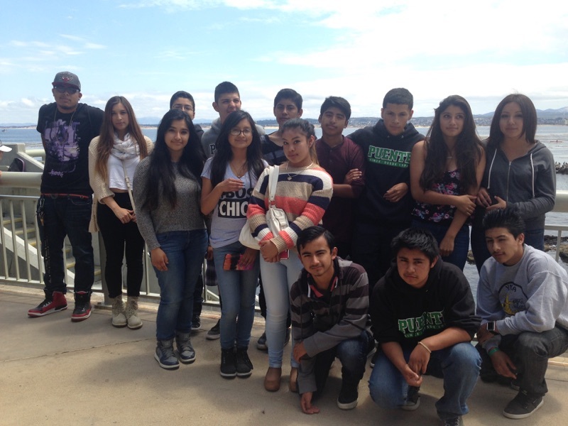 Some of the participants in Puente's youth program at the Monterey Bay Aquarium on a recent field trip.