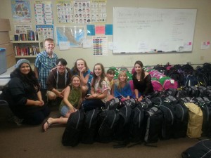 Members of Benicia Community Congregational Church with backpacks